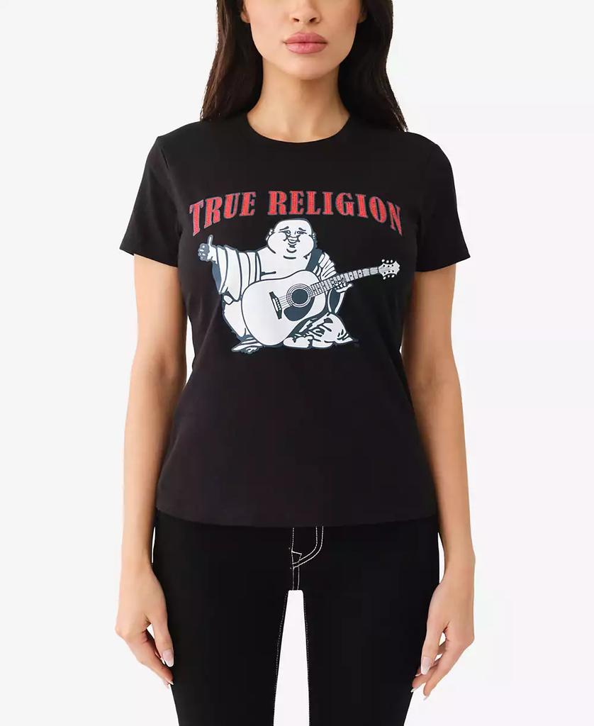True Religion Women s Buddha Slim Crew Neck Top BLACK XXL BeyondStyle