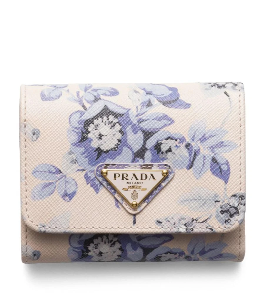 Prada Saffiano Leather Floral Print Wallet 1