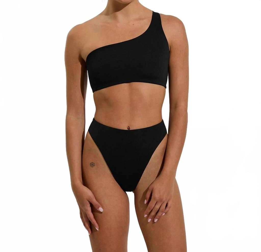 Left On Friday Women’S Offshore One Shoulder Top Swimwear In Jet Black