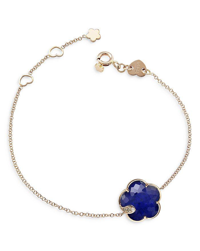 Pasquale Bruni 18K Rose Gold Petit Joli Lapis Doublet 
Diamond Floral Bracelet