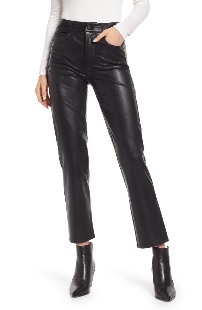 Paige Stella Super High Waist Straight Leg Faux Leather Jeans