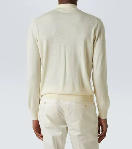 LARDINI Knitted wool, silk, and cashmere polo shirt 4
