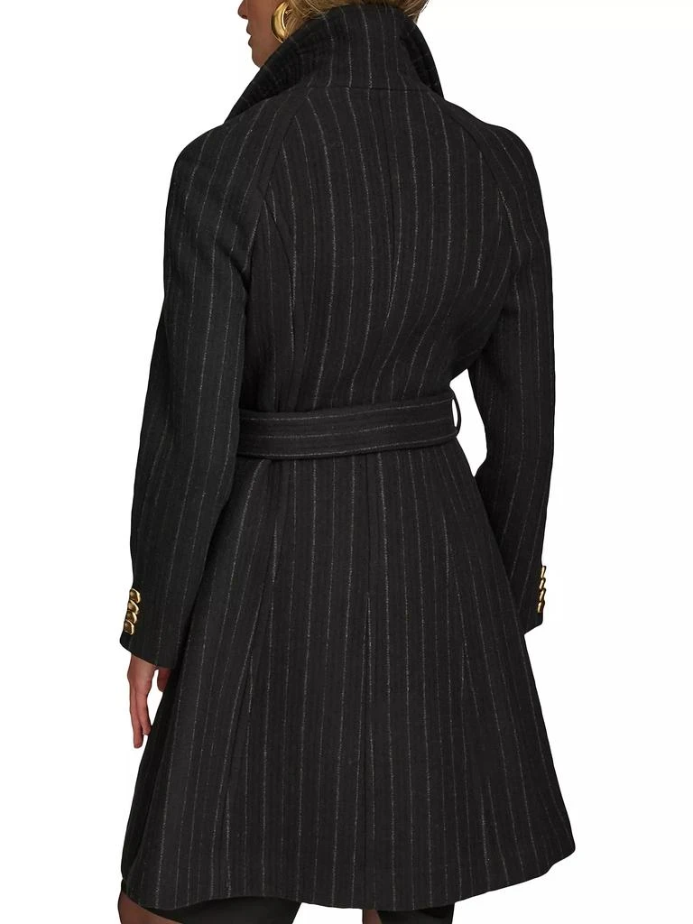 Donna Karan Pinstripe Wool-Blend Belted Trench Coat 4