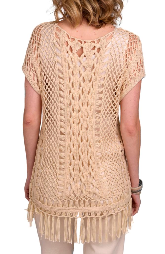 SAACHI Fringe Crochet Poncho