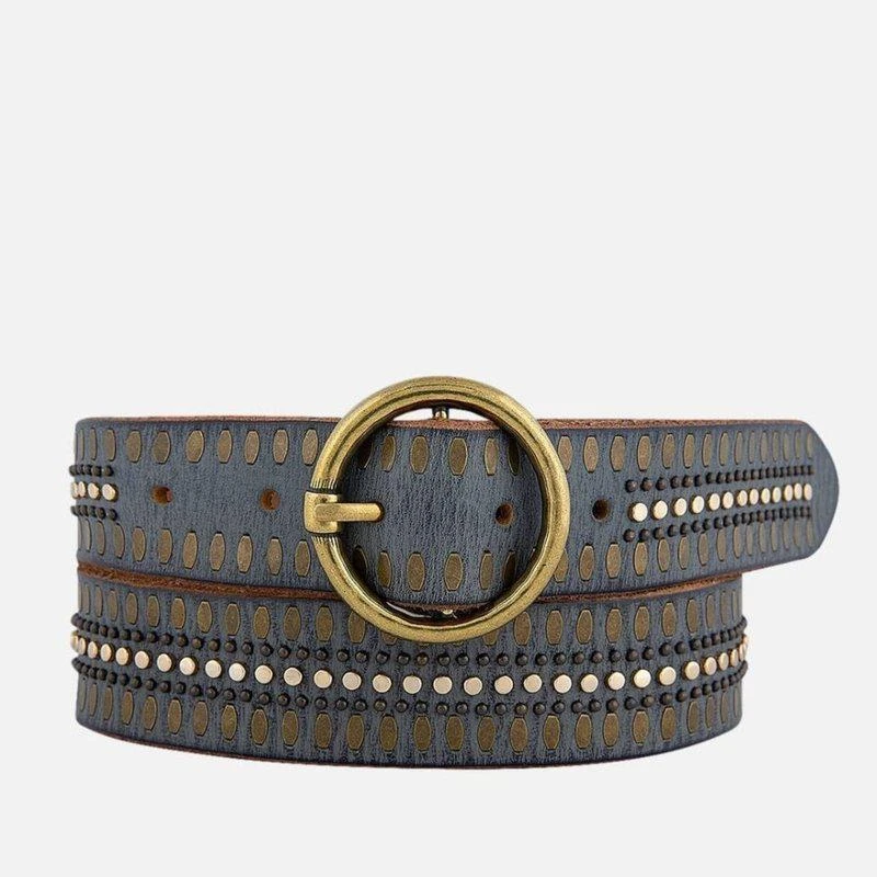 Amsterdam Heritage 35056 Soraya, Studded Leather Belt With Gold Round Buckle 1