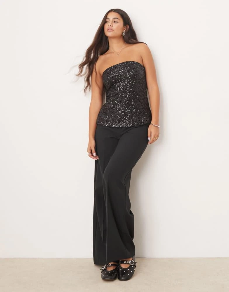 Abercrombie & Fitch Abercrombie & Fitch strapless longline sequin tube top in black 2