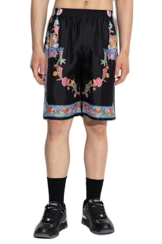 Versace Versace Coral Theatre Printed Elastic-Waist Shorts 2