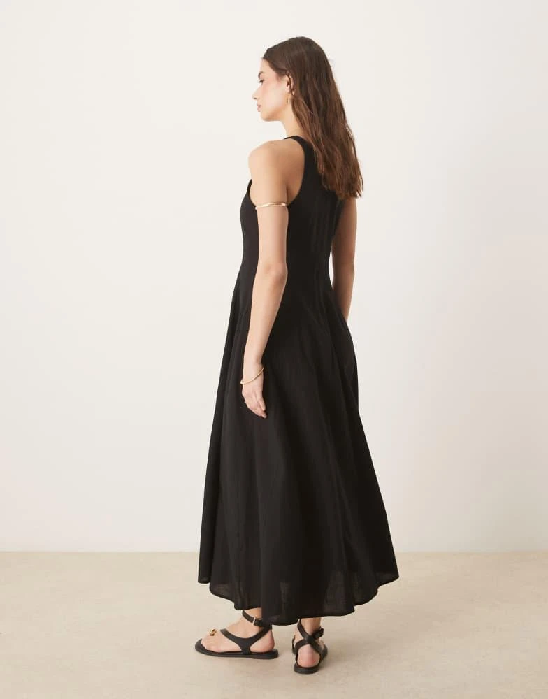 asos design seamed midi dress ASOS Design Square Neck seamed workwear Midi Dress in Black