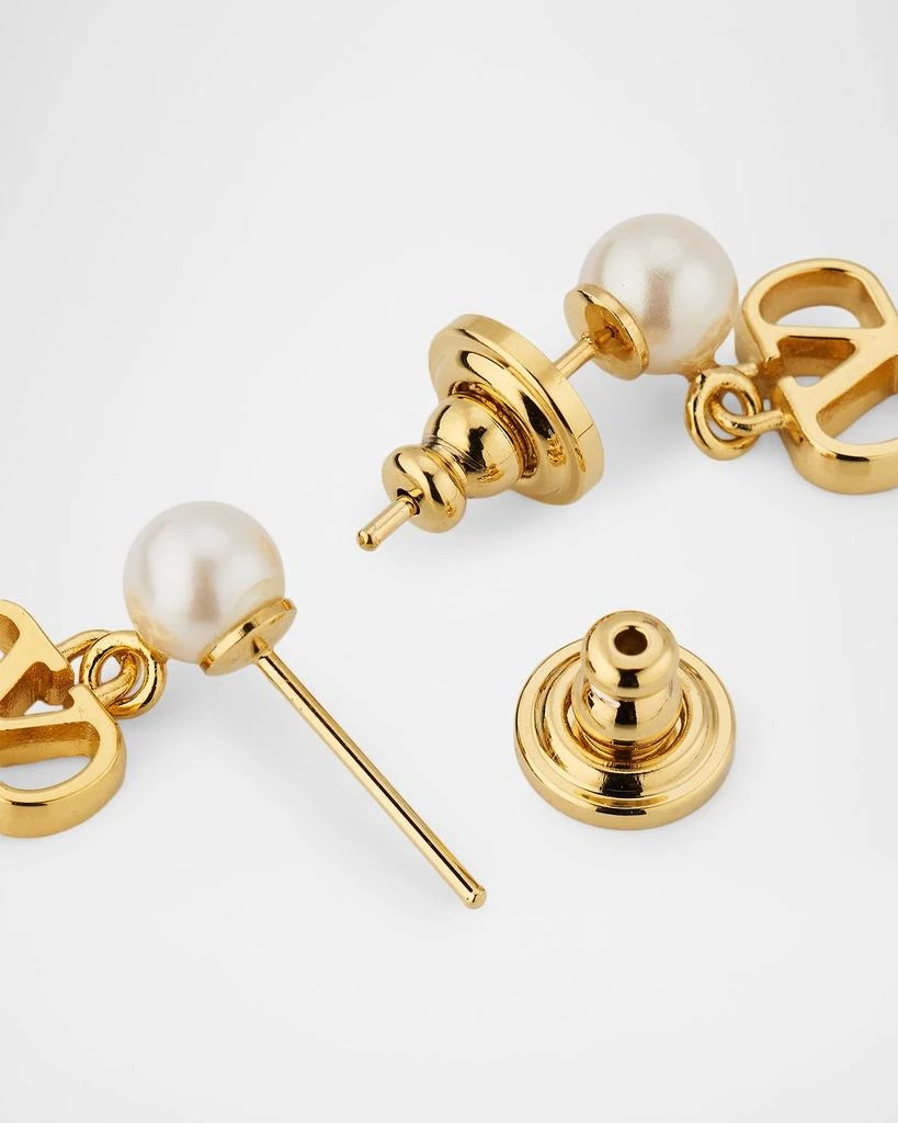 Valentino Pearly VLogo Drop Earrings 3