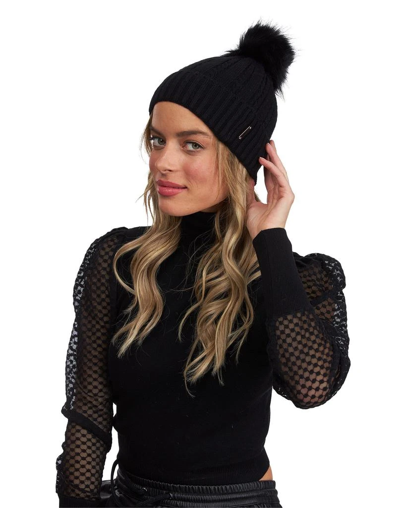 Gorski Knit Hat with Silver Fox Pompom 1