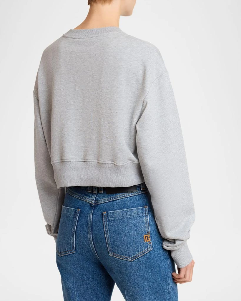 Balmain Logo-Print Crop Crewneck Sweatshirt 3