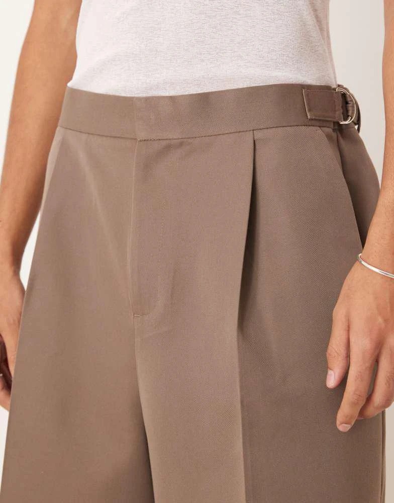 ASOS ASOS DESIGN smart wide leg shorts with front pleat and side adjusters in stone 5