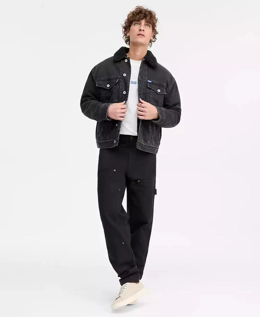 Hugo Boss Dex Stone Wash Denim Trucker Jacket with Fleece Collar 2