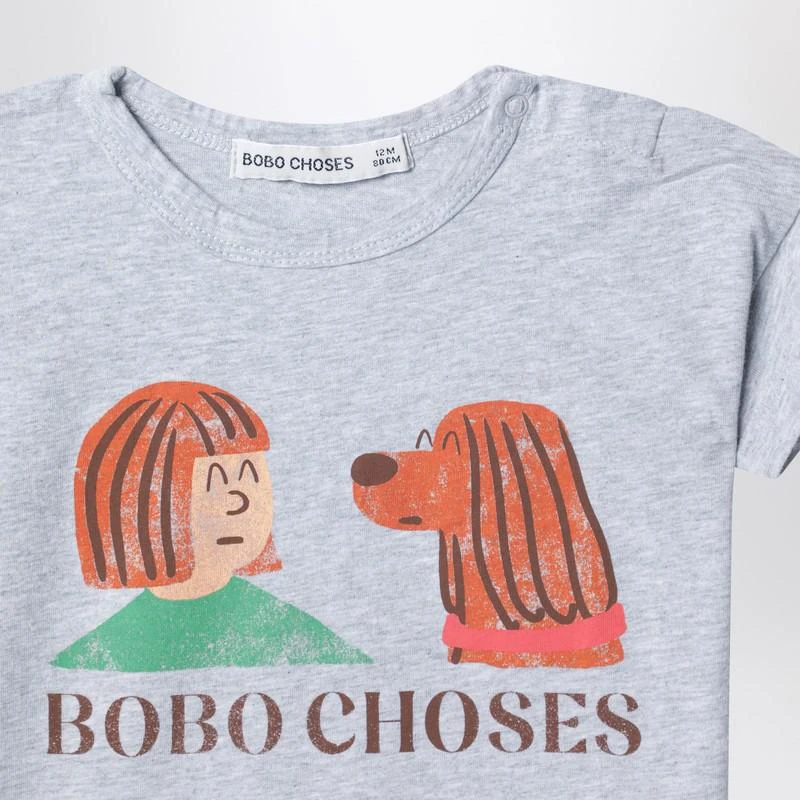 BOBO CHOSES Friends in a Pickle grey mélange T-shirt 3