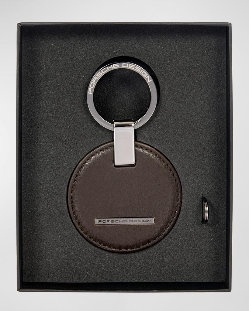 Porsche Design Men's Circle Leather Logo Keyring