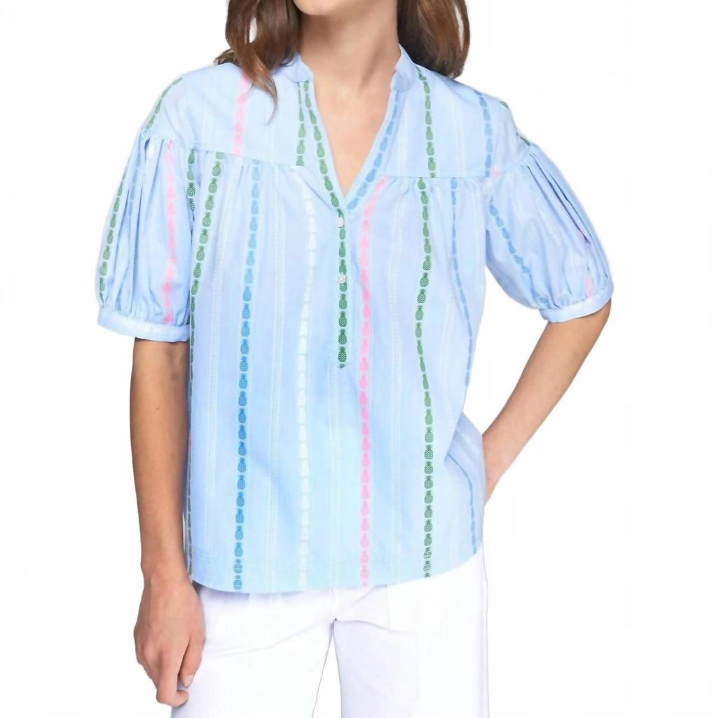 VILAGALLO Iliana Top In Azul Pinas Fluor
