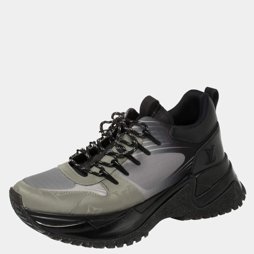 Louis Vuitton Louis Vuitton Black/Grey Leather And Mesh Run Away Pulse Low Top Sneakers Size 35 2