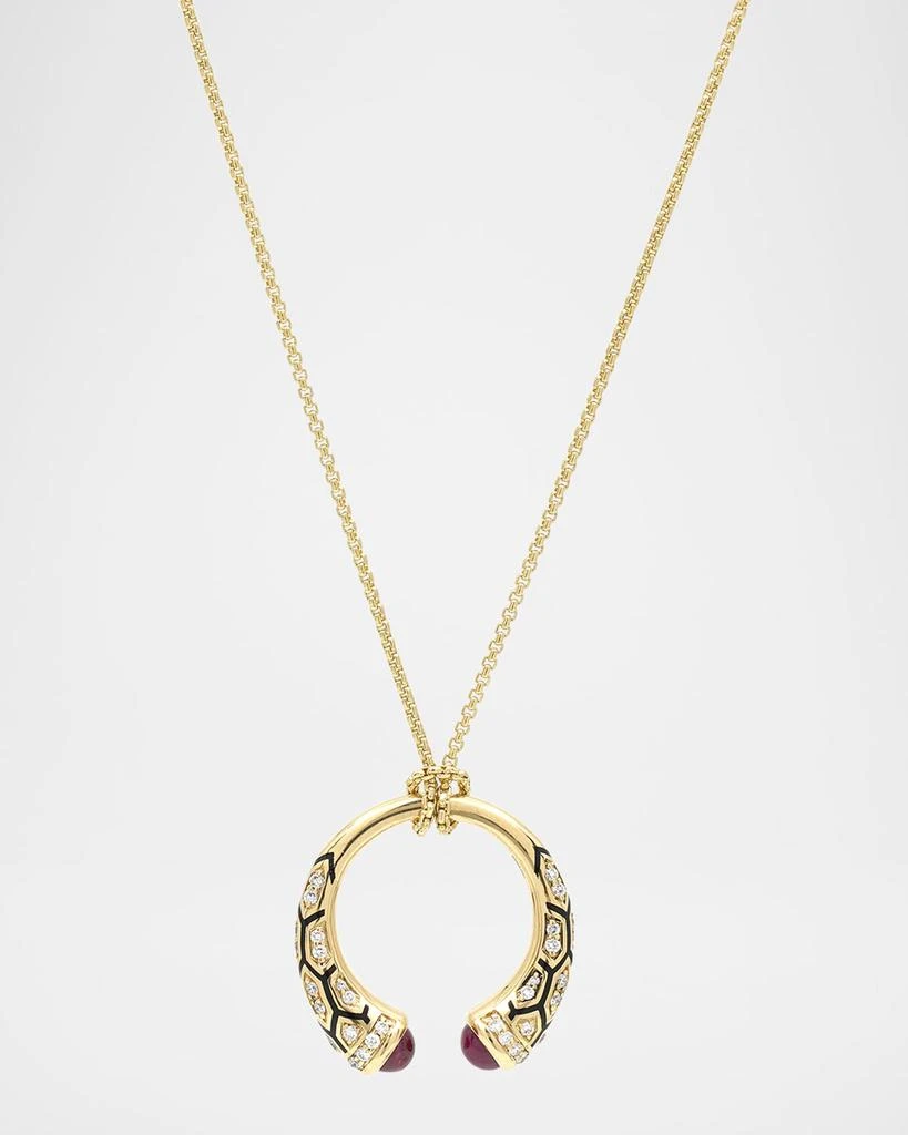 Al Zain Jewelry 18K Yellow Gold Mushabbak Diamond and Ruby Pendant Necklace