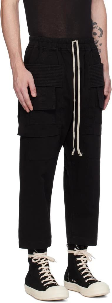 Rick Owens Black Porterville Creatch Cropped Drawstring Cargo Pants 2