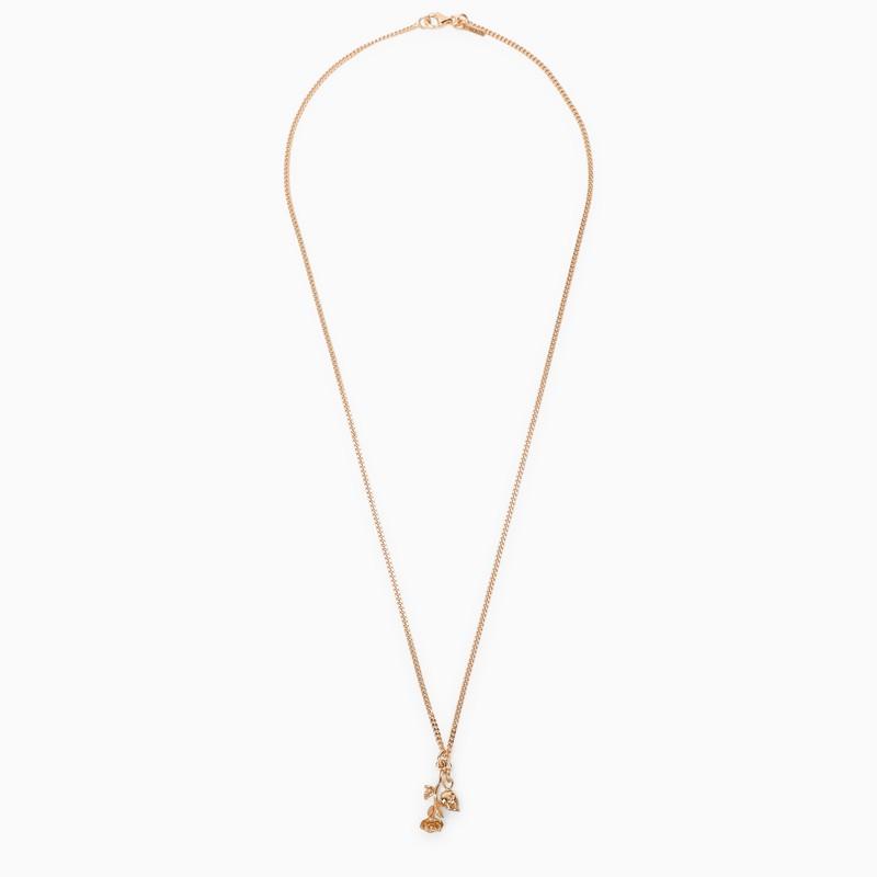 Emanuele Bicocchi Men's Rose And Skull Necklace In 925 gold-Plated