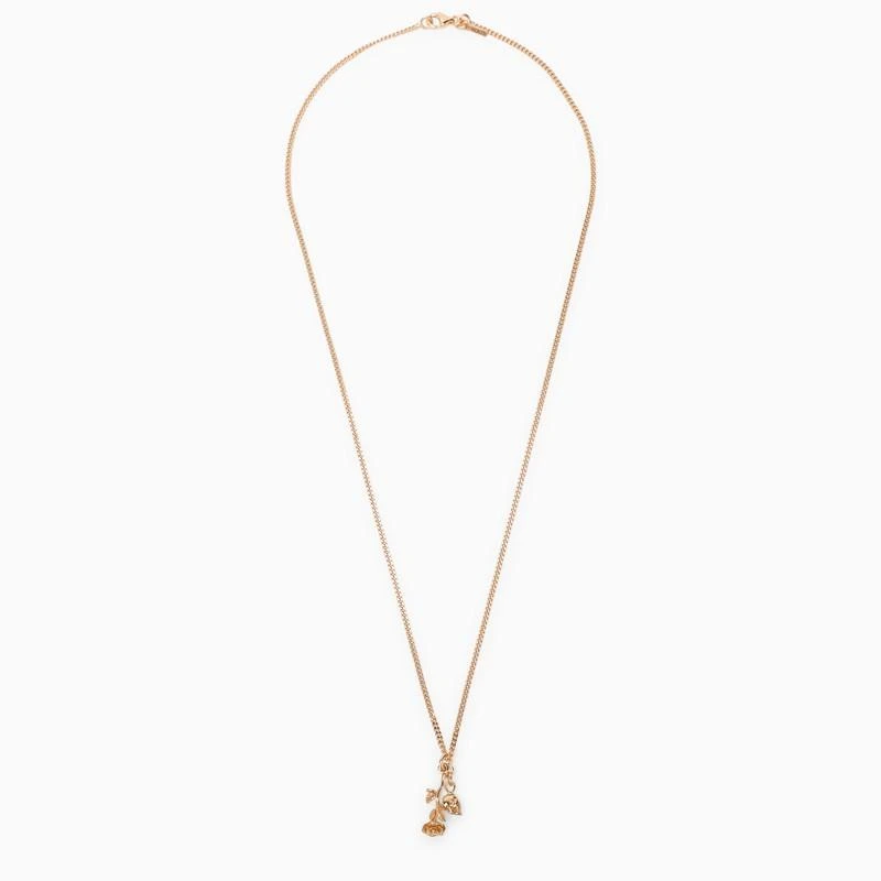 Emanuele Bicocchi Men's Rose And Skull Necklace In 925 gold-Plated 1