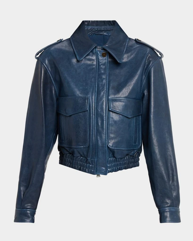 SIMKHAI Roland Cropped Leather Jacket
