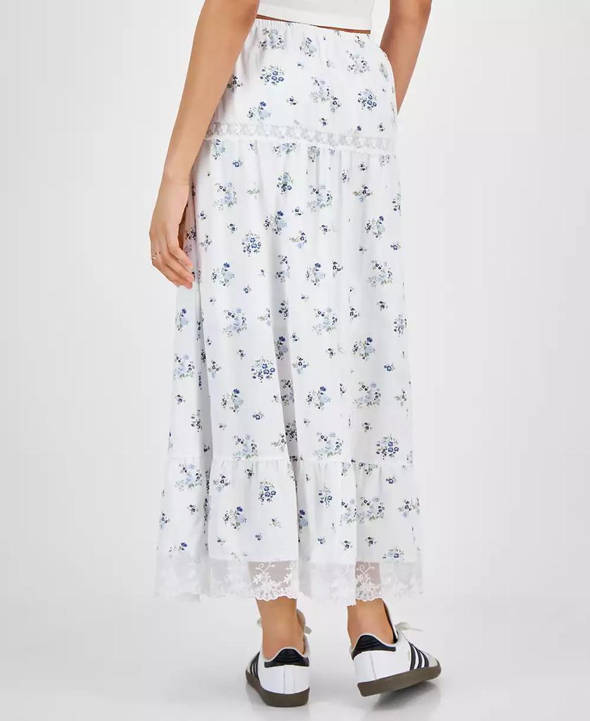 Celebrity Pink Juniors' Floral Tiered Lace-Trim Maxi Skirt