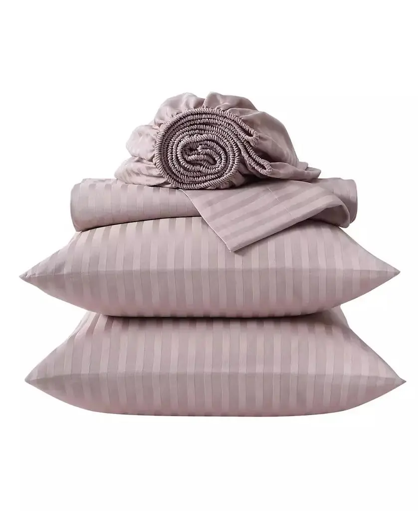 Vera Wang Solid Dobby Stripe 290-Thread Count Cotton 4-Pc. Sheet Set