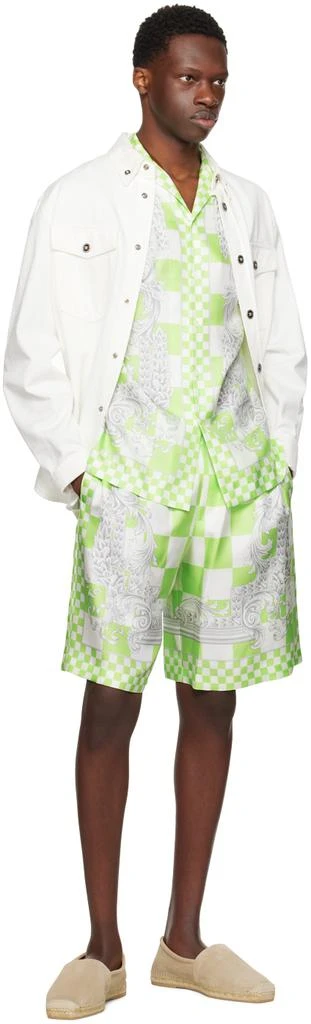 Versace Green & White Medusa Contrasto Shirt 4