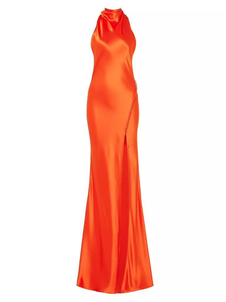 SAU LEE Penelope Satin Halterneck Gown