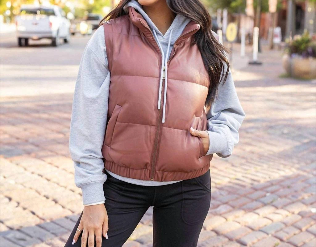 Grace and Lace Grace And Lace - Butter Faux Leather Puffer Jacket 5