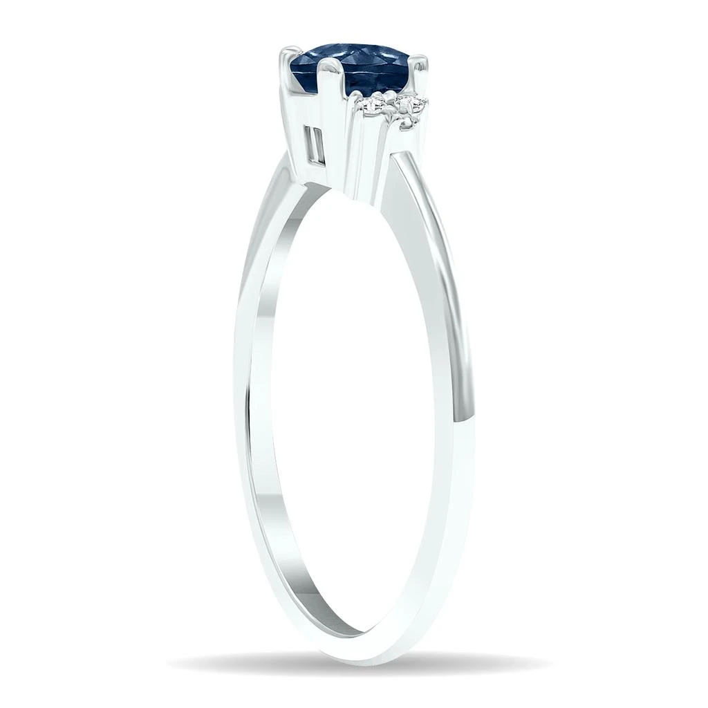 SSELECTS Women's Sapphire And Diamond Half Moon Ring In 10K White Gold 3
