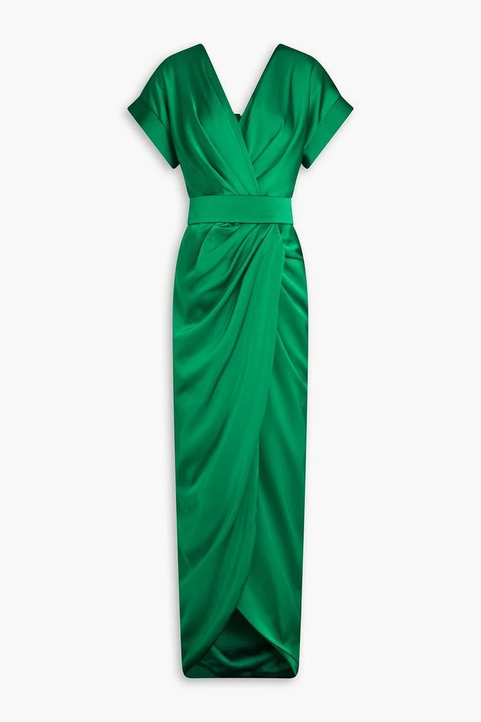 RHEA COSTA Jaya belted draped satin maxi dress 1