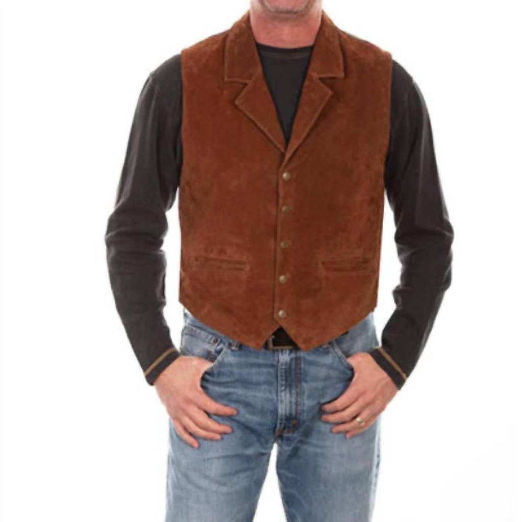 Scully Scully - Aztec Knit Back Boar Leather Vest