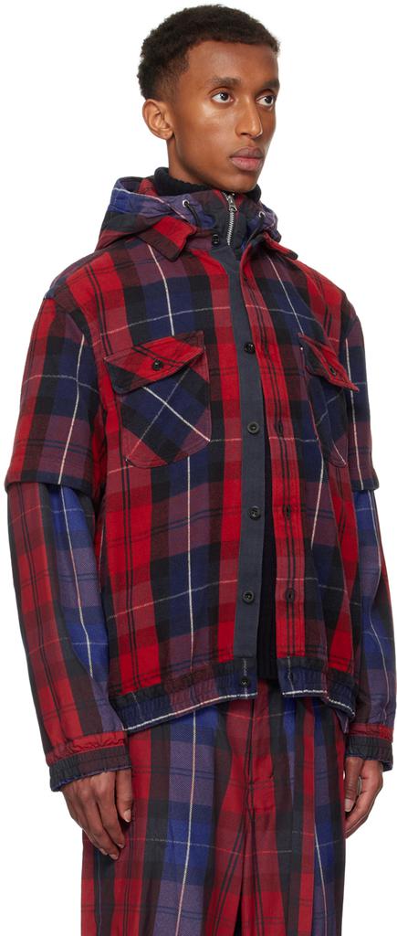 Sacai SSENSE Exclusive Red Plaid Hoodie - Hoodies
