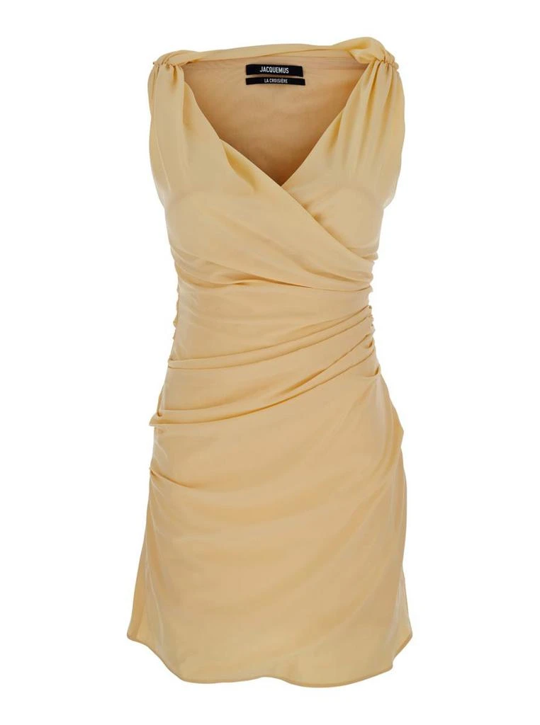 Shop 'The Rita' Beige Dress With V-Neck And Draped Details In Cotton Woman  on Sale at BeyondStyle  Get 38% Off 'The Rita' Beige Dress With V-Neck And  Draped Details In Cotton