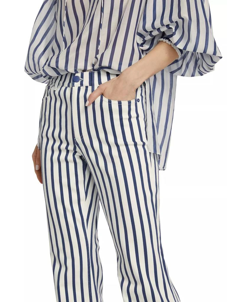 Alice + Olivia Keira Mid-Rise Striped Stretch Boot-Cut Jeans 6