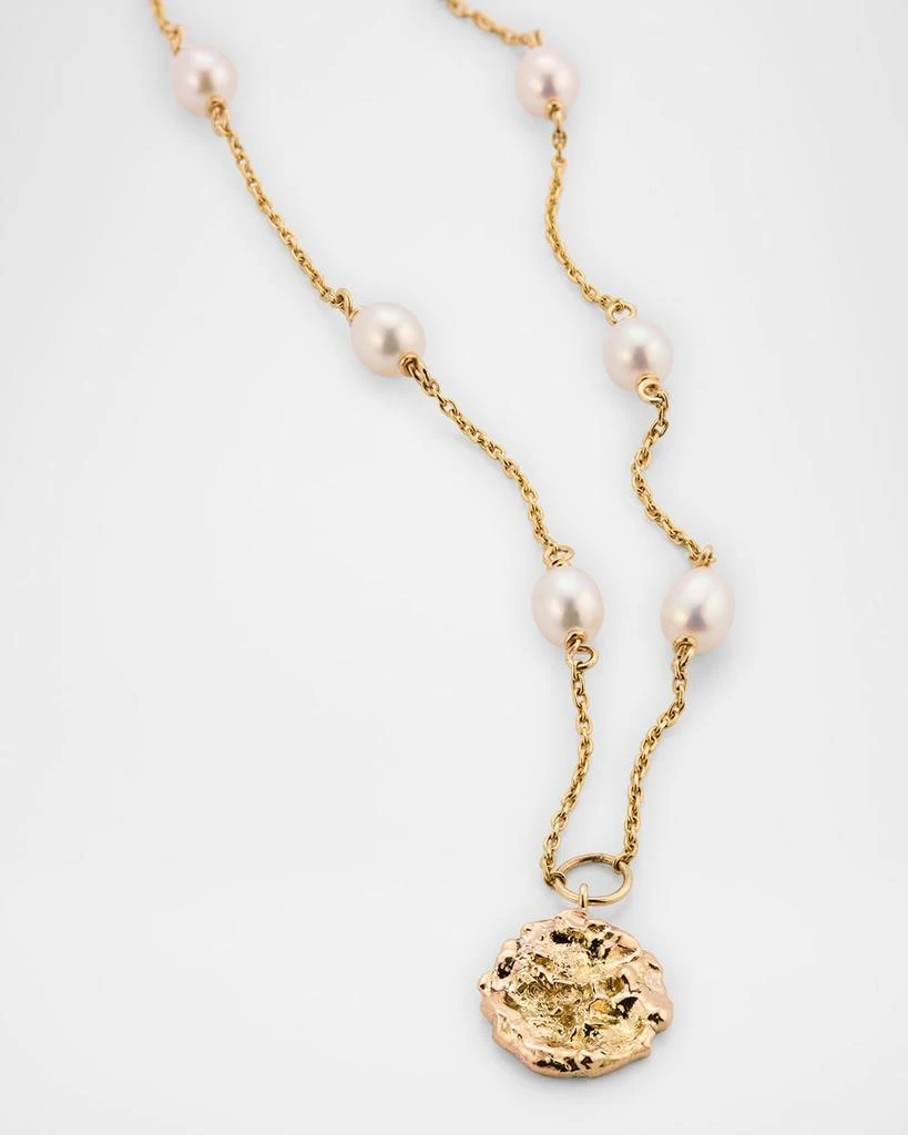 POPPY FINCH 14K Yellow Gold Nugget Pearl Station Necklace 3
