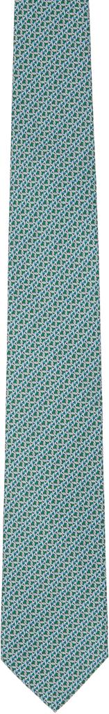 Salvatore Ferragamo Green Gancini Print Silk Tie