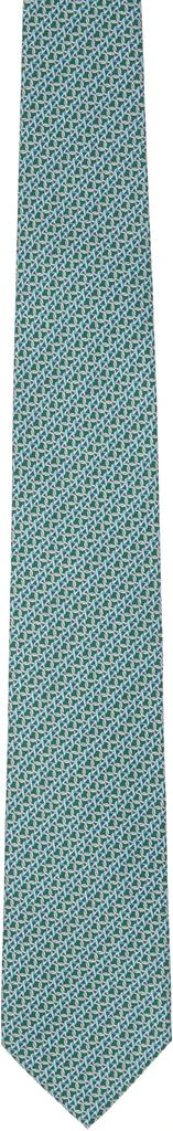 Ferragamo Green Gancini Print Silk Tie 1