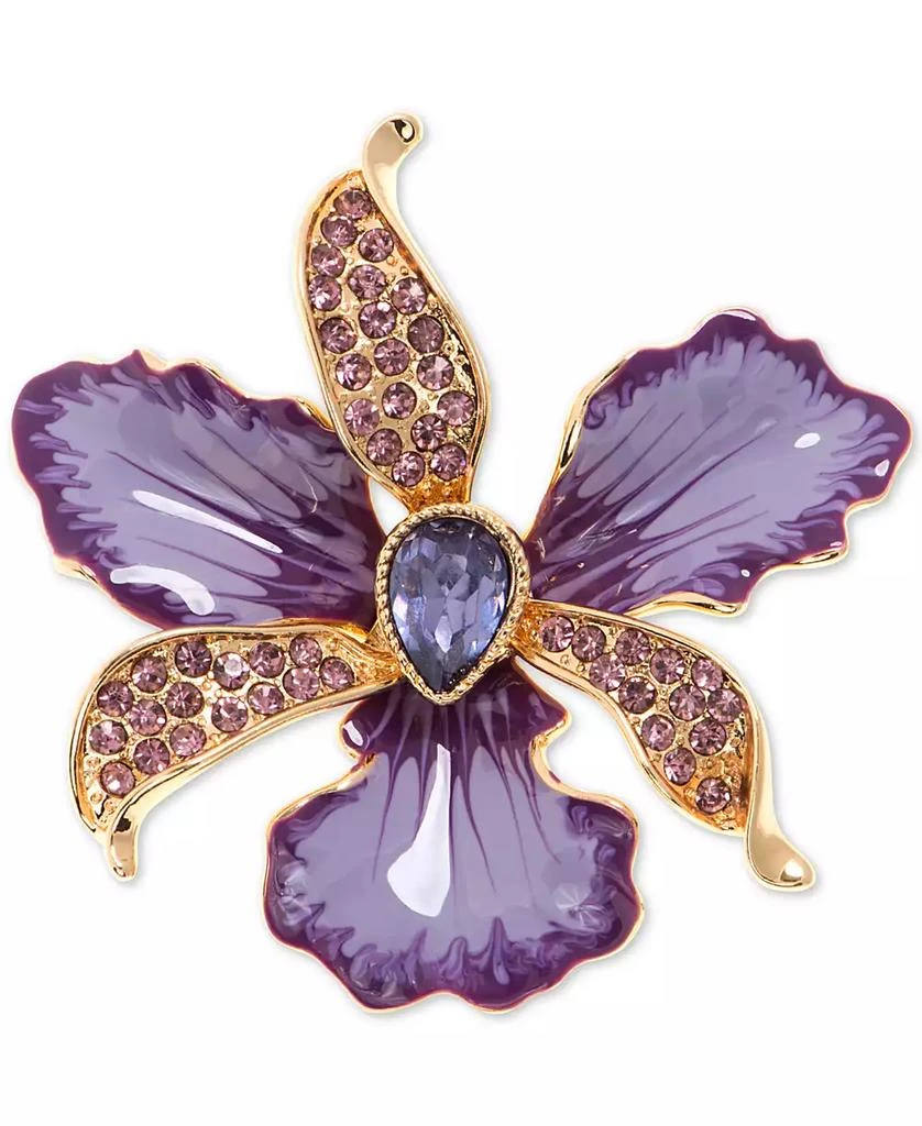 Anne Klein Gold-Tone Colored Crystal Orchid Pin 1