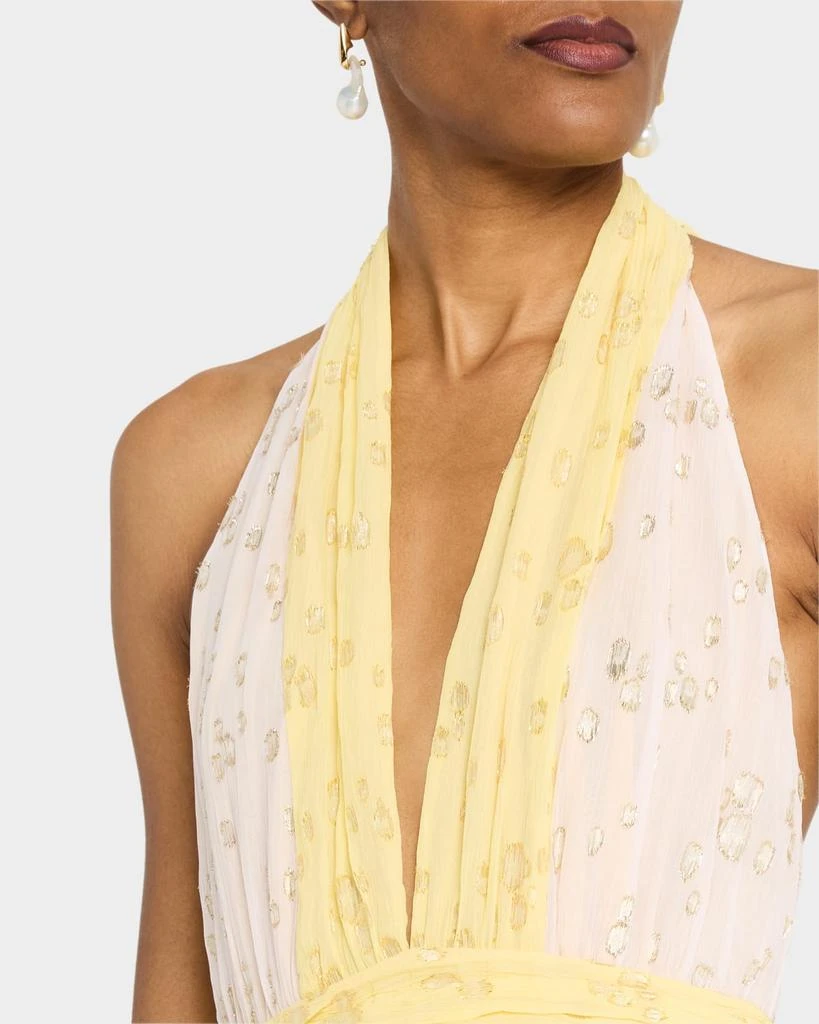 Ramy Brook Leigh Deep V-Neck Fil Coupe Halter Gown 5
