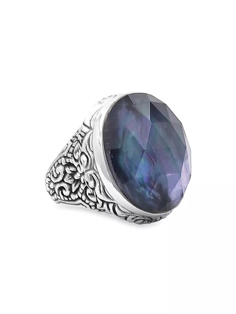 Stephen Dweck Garden Of Stephen Sterling Silver, Mother Of Pearl &amp; Agate Doublet Ring