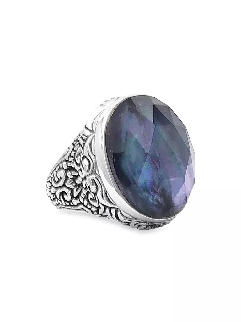 Stephen Dweck Garden Of Stephen Sterling Silver, Mother Of Pearl & Agate Doublet Ring 2