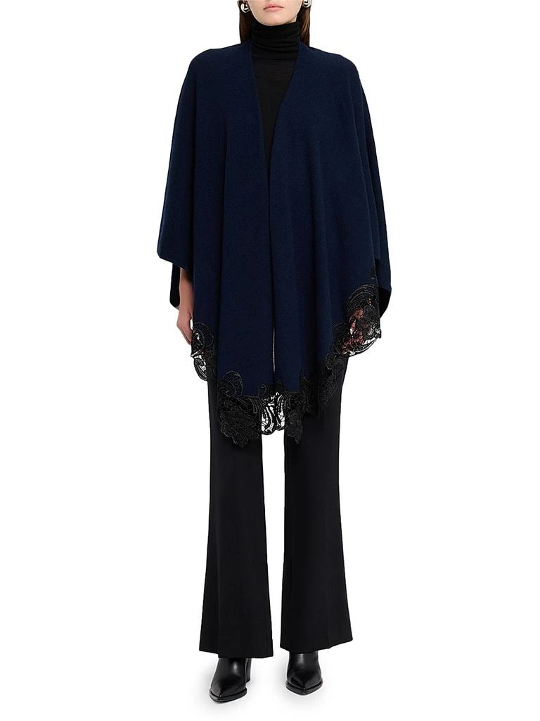Sofia Cashmere Lace-Trim Cashmere Knit Cape 2