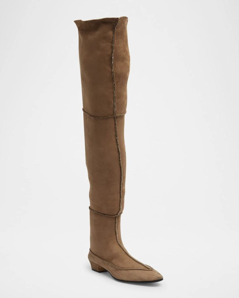 The Row Awar Suede Shearling Over-The-Knee Boots 2