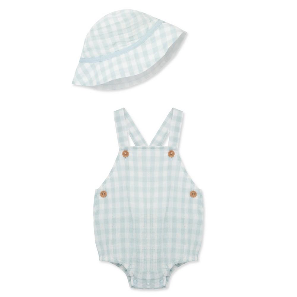 Little Me Baby Boys Check Sunsuit with Hat