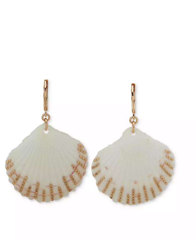 Lonna & Lilly Gold-Tone Chain-Accent Shell Drop Earrings