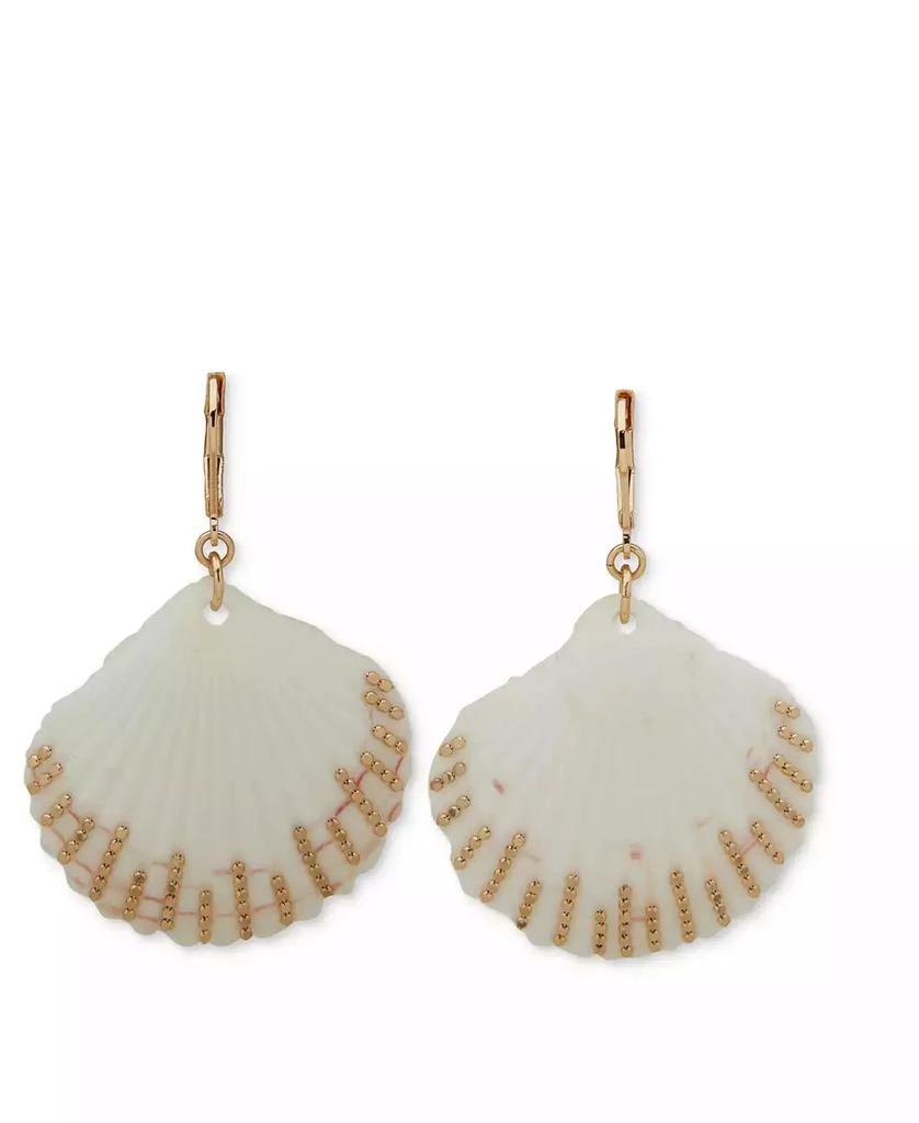 Lonna & Lilly Gold-Tone Chain-Accent Shell Drop Earrings 1