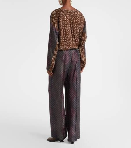 Dries Van Noten Printed silk satin straight pants 3